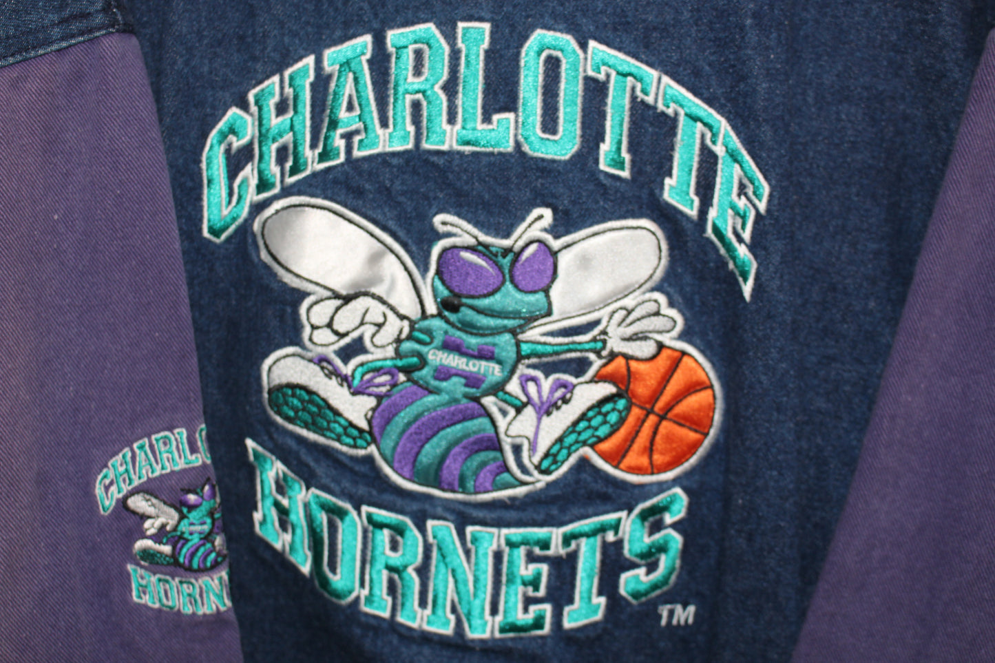 Charlotte Hornets Denim Bomber Jacket (XL)