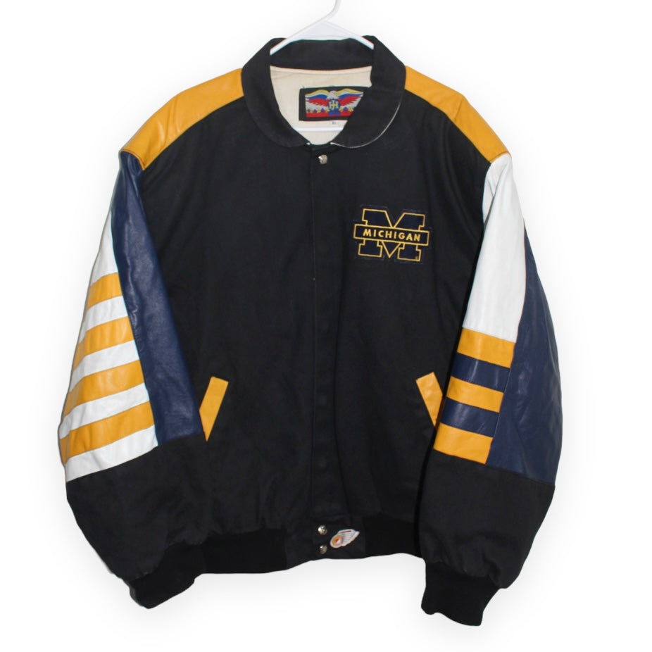 Michigan wolverines leather on sale jacket