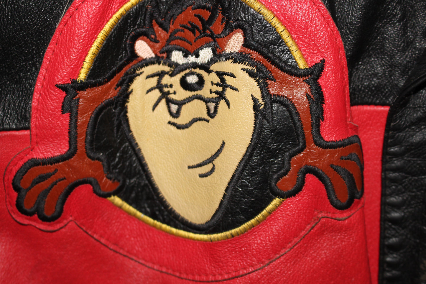 Rare Tasmanian Devil Looney Tunes Wild Man Leather Jacket (M)