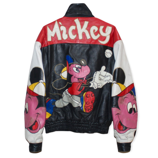 Rare Mickey Mouse Baseball Leather Jacket (S)